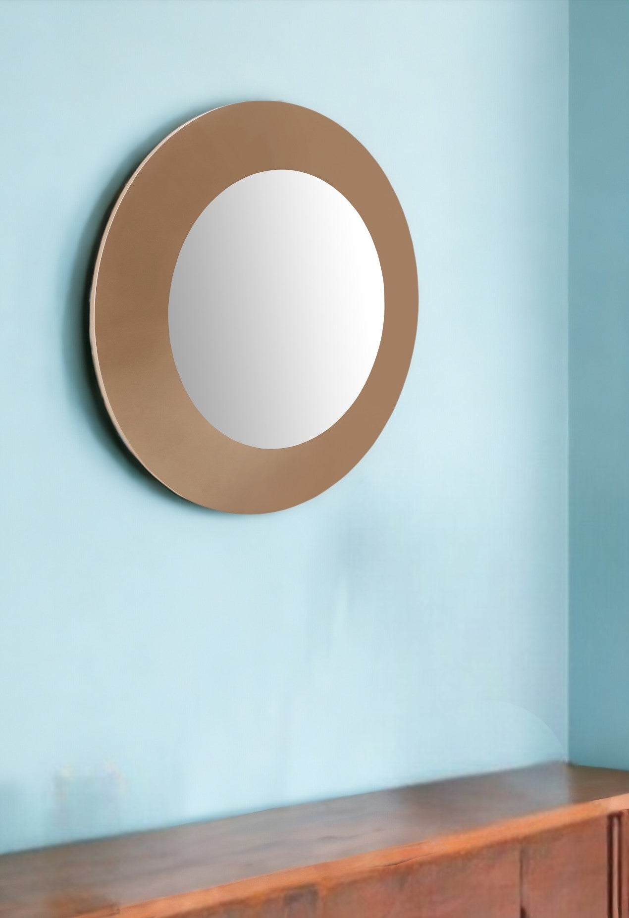 47" Gold Round Framed Accent Mirror