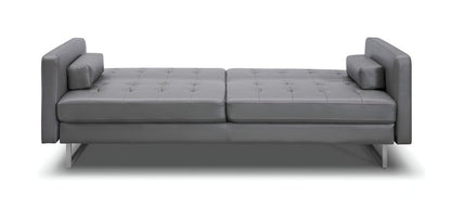 80" White Faux Leather Sleeper Sofa With Silver Legs
