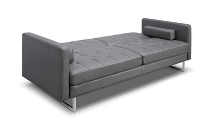 80" White Faux Leather Sleeper Sofa With Silver Legs