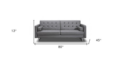 80" White Faux Leather Sleeper Sofa With Silver Legs