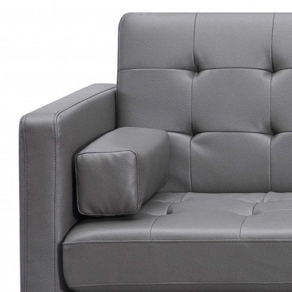 80" White Faux Leather Sleeper Sofa With Silver Legs