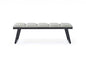57" Light Gray and Black Upholstered Faux Leather Bench