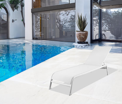 Set of Two 23" White and Chrome Indoor Outdoor Chaise Lounge