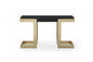 52" Black and Gold Glass Pedestal Console Table