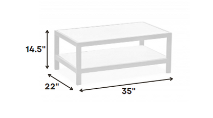 35" White Aluminum Coffee Table With Shelf