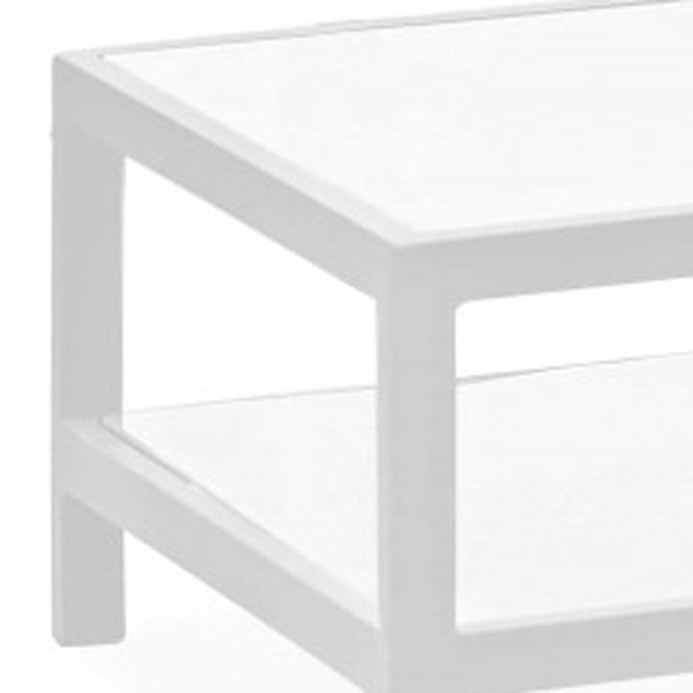 35" White Aluminum Coffee Table With Shelf