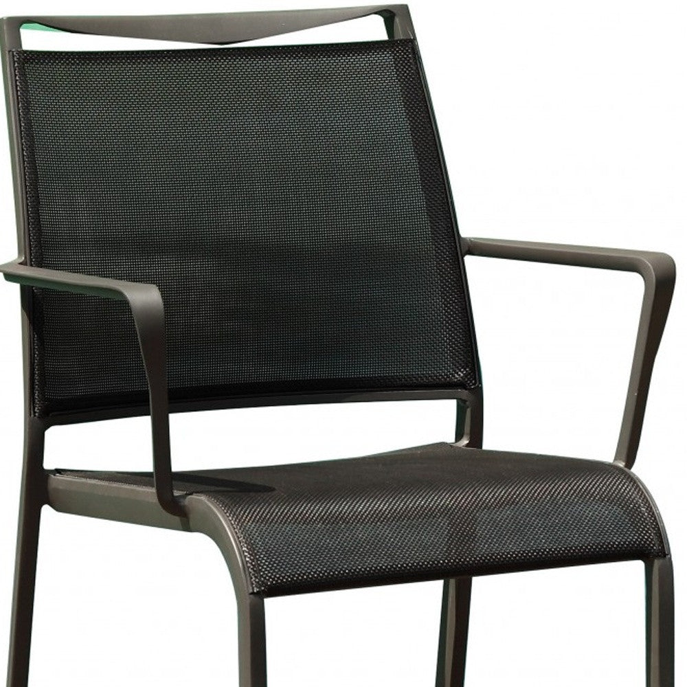 Set of Four Gray Metal Dining Arm Chairs