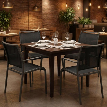 Set of Four Gray Dining Arm Chairs