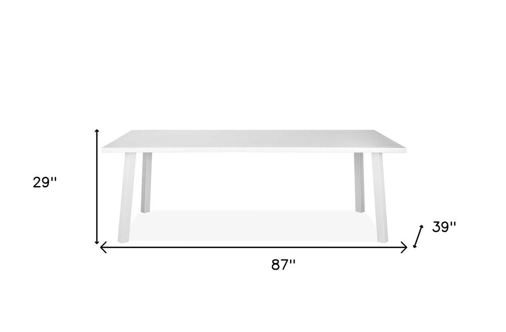 87" White Aluminum Outdoor Dining Table