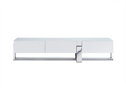 91 X 18 X 19 White Stainless Steel Tv Unit