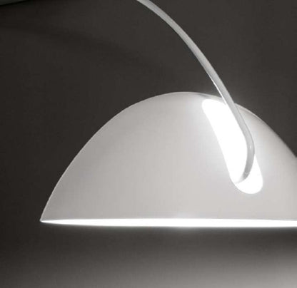 91" White Steel Arched With White Metal Shade