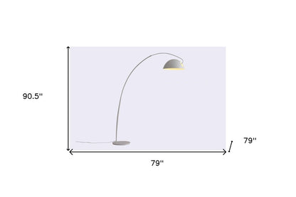 91" White Steel Arched With White Metal Shade