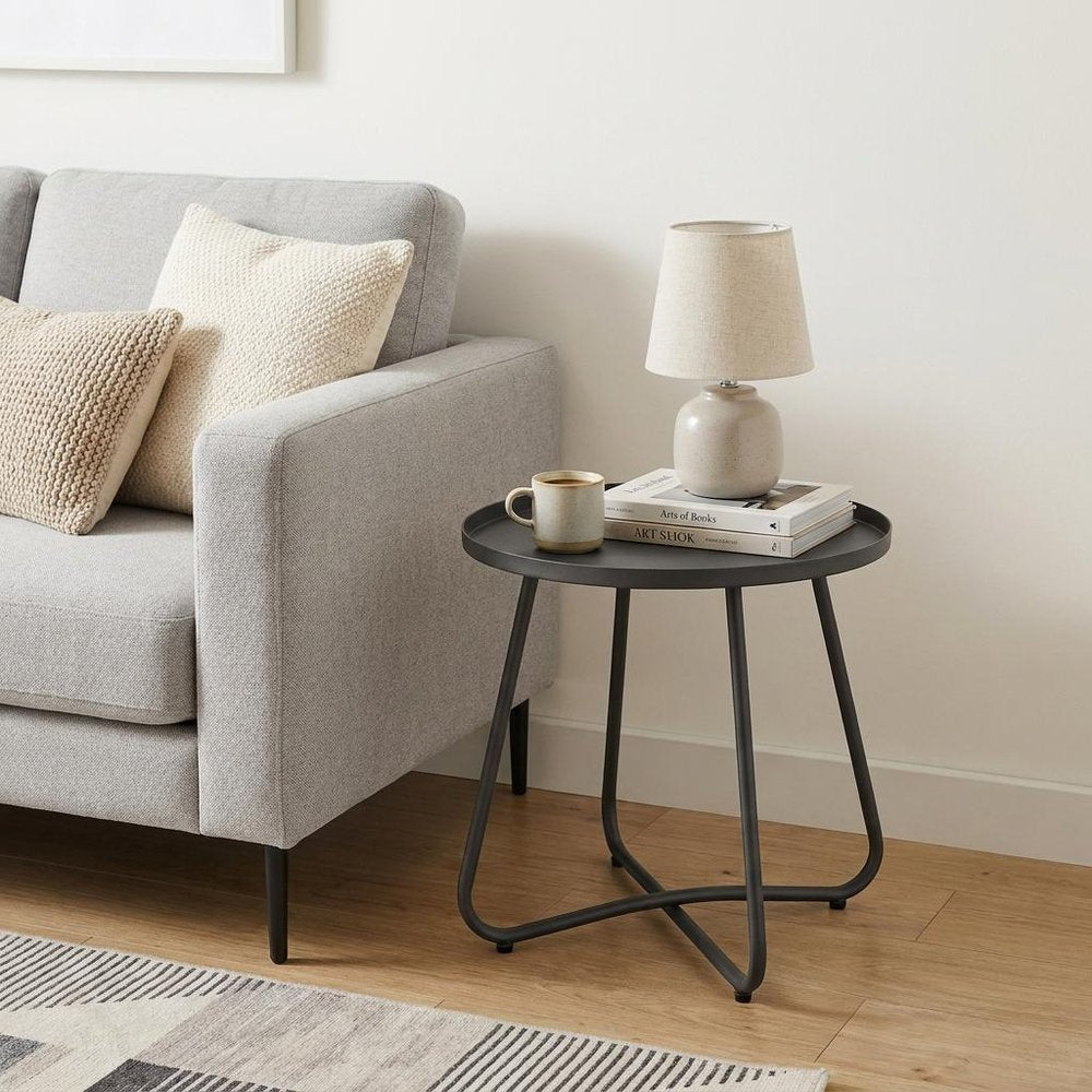 18" Gray Rounded Aluminum Outdoor Side Table