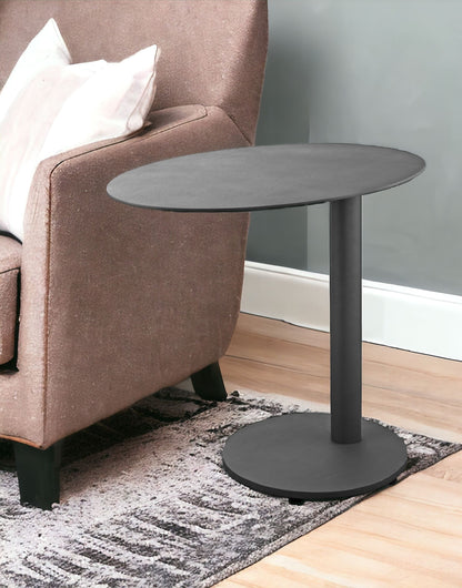 20" Gray Oval Aluminum Outdoor Side Table