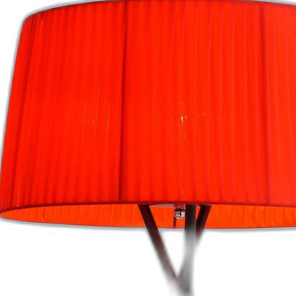 30" Black Metal Tripod Table Lamp With Red Empire Shade