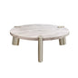 48" White and Silver Marble and Stainless Steel Round Coffee Table