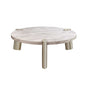 48" White and Silver Marble and Stainless Steel Round Coffee Table