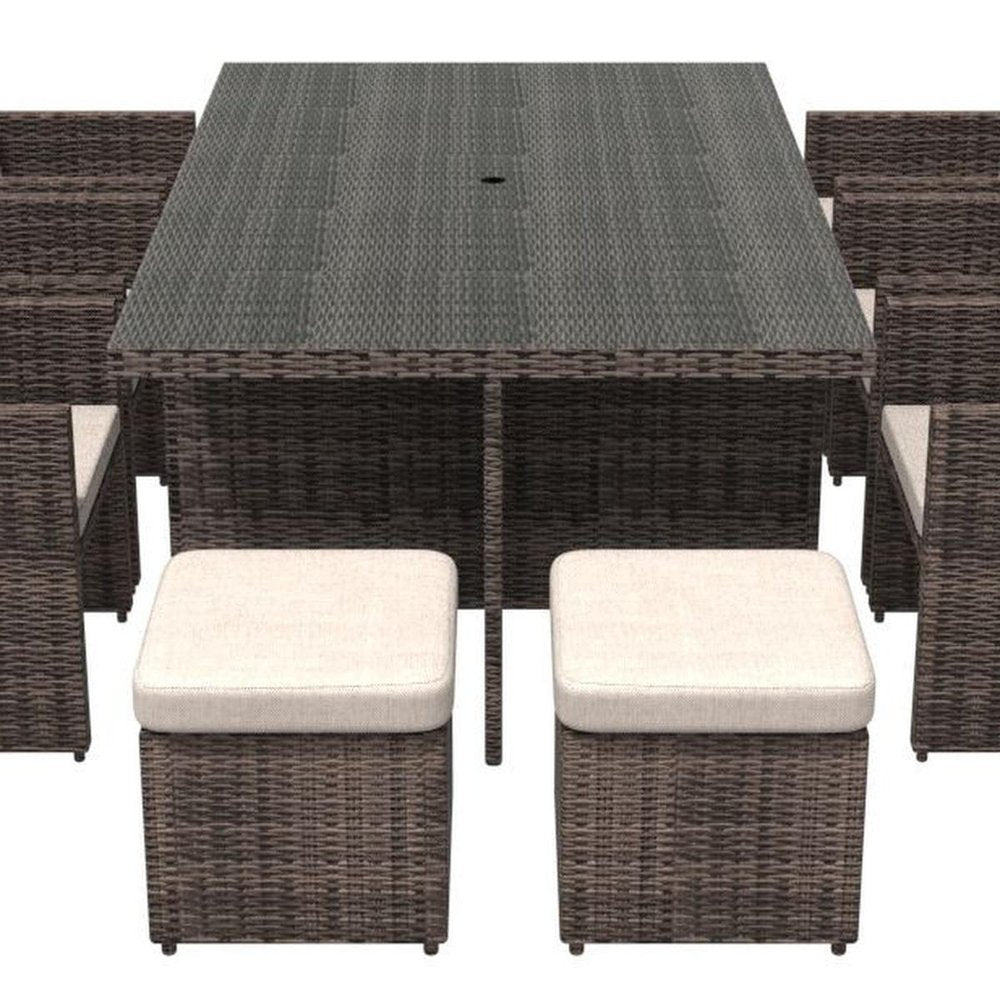 11 Piece Clear and Gray Glass Dining Set