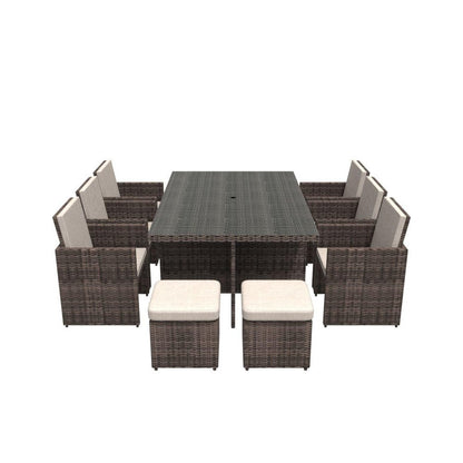 11 Piece Clear and Gray Glass Dining Set