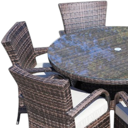 Seven Piece Clear and Gray Round Glass Dining Set