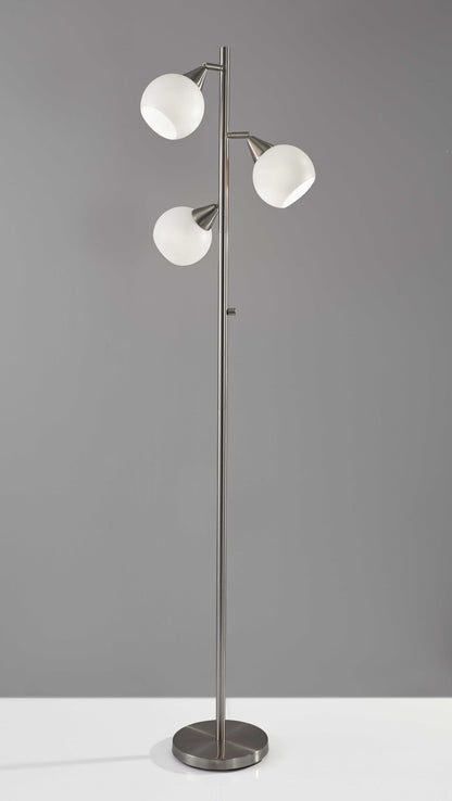 Floor Lamp Brushed Steel Metal Three Adjustable Globes