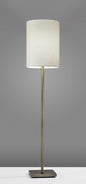 61" Brass Metal Floor Lamp With White Fabric Cylinder Shade