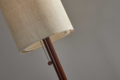65" Brown Solid Wood Floor Lamp With Beige Linen Drum Shade