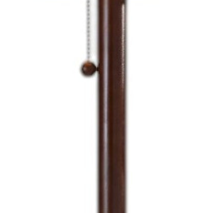 65" Brown Solid Wood Floor Lamp With Beige Linen Drum Shade