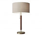 26" Antiqued Brass Solid Wood Table Lamp With Beige Drum Shade