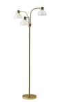 69" Gold Three Light Tree Floor Lamp With Clear Plastic Bowl Shade