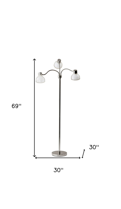 69" Gold Three Light Tree Floor Lamp With Clear Plastic Bowl Shade
