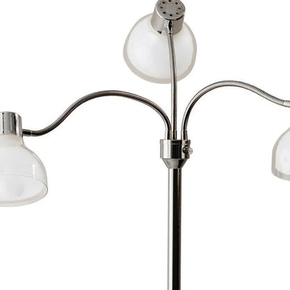 69" Gold Three Light Tree Floor Lamp With Clear Plastic Bowl Shade