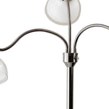 69" Gold Three Light Tree Floor Lamp With Clear Plastic Bowl Shade