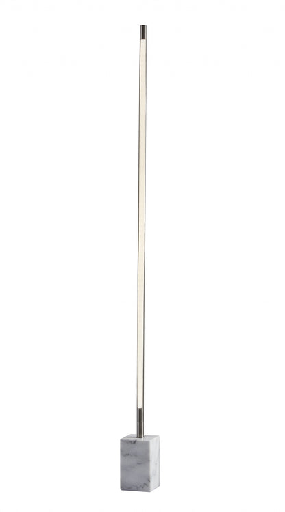 Minimalist Ambient Glow Led Floor Lamp With Dimmer In Antique Brass And Black Marble