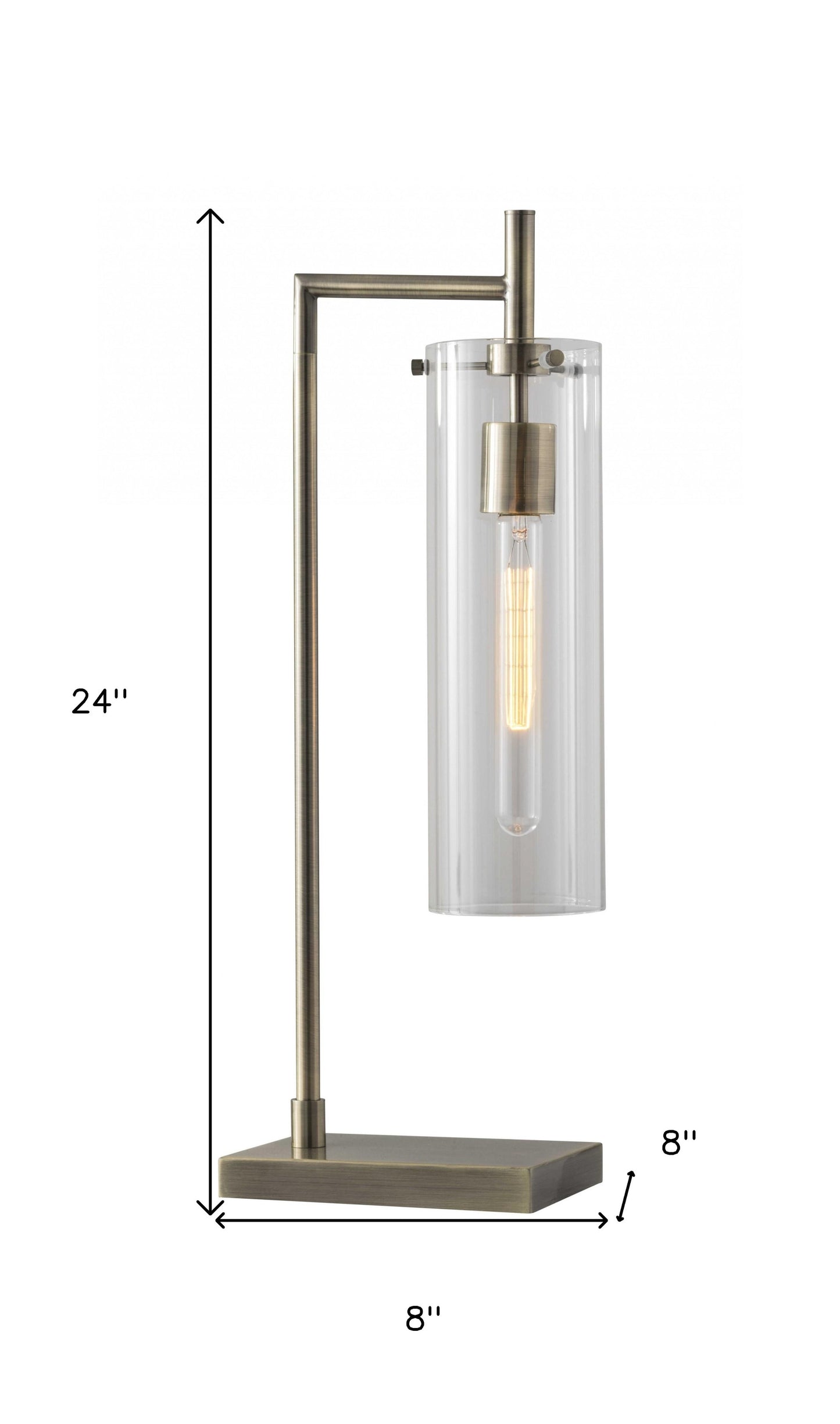 24" Brass Novelty With Clear Cylinder Shade