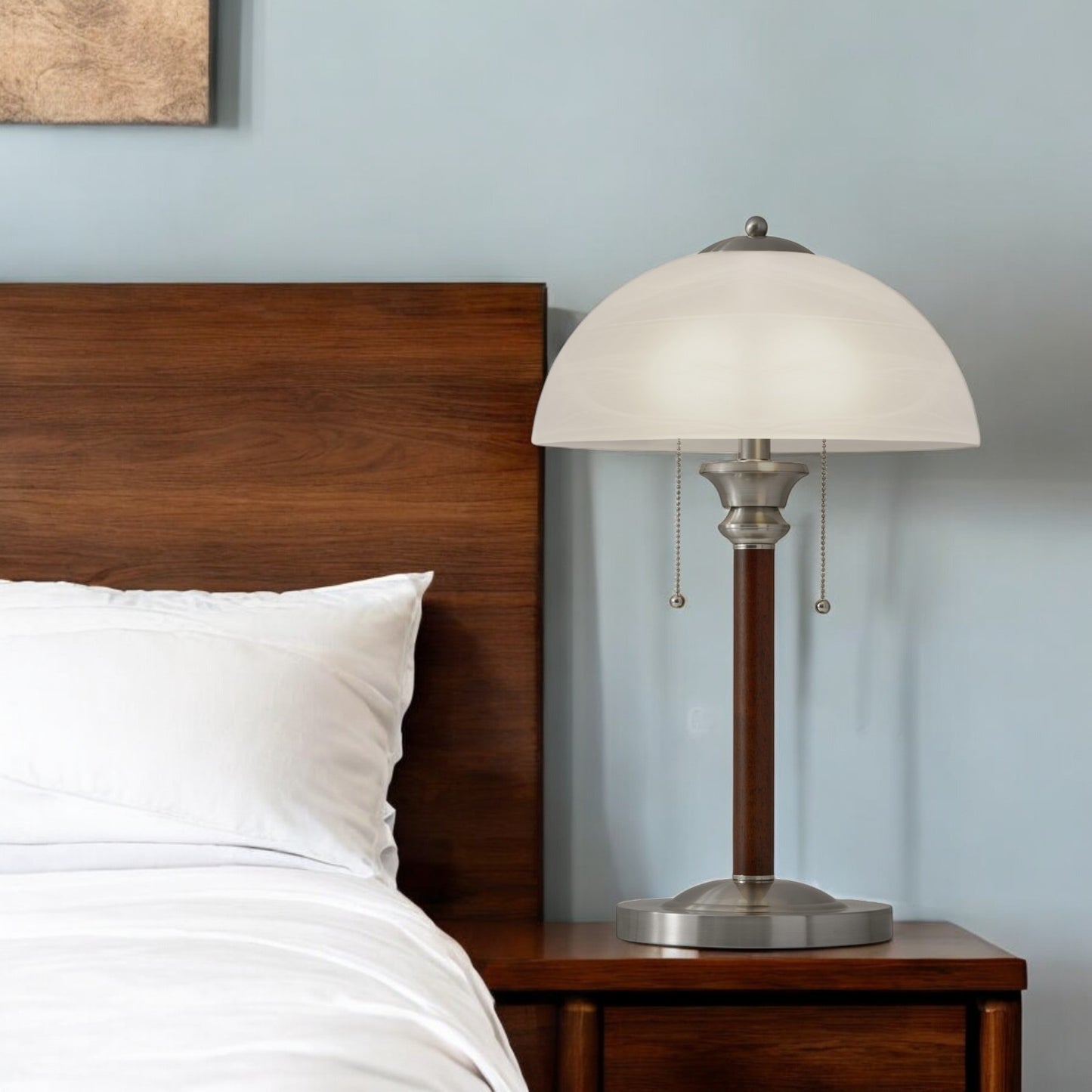 23" Silver Metal Standard Table Lamp With White Shade