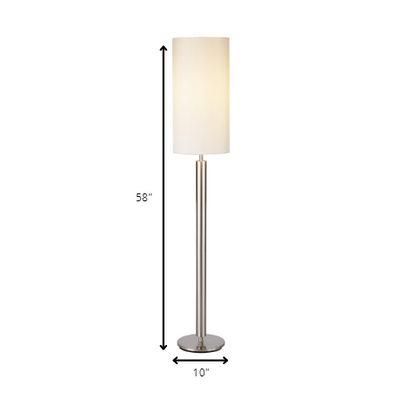 58" Traditional Shaped Floor Lamp With White Drum Shade