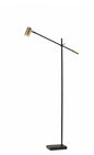 63" Black Adjustable LED Task Floor Lamp With Antiqued Brass Cylinder Shade