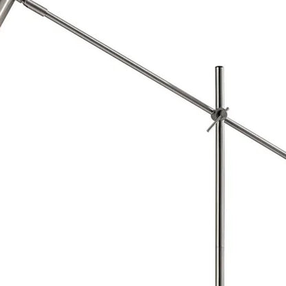 63" Black Adjustable LED Task Floor Lamp With Antiqued Brass Cylinder Shade