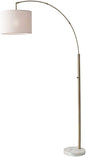 74" Brass Arc Floor Lamp With Off White Solid Color Drum Shade