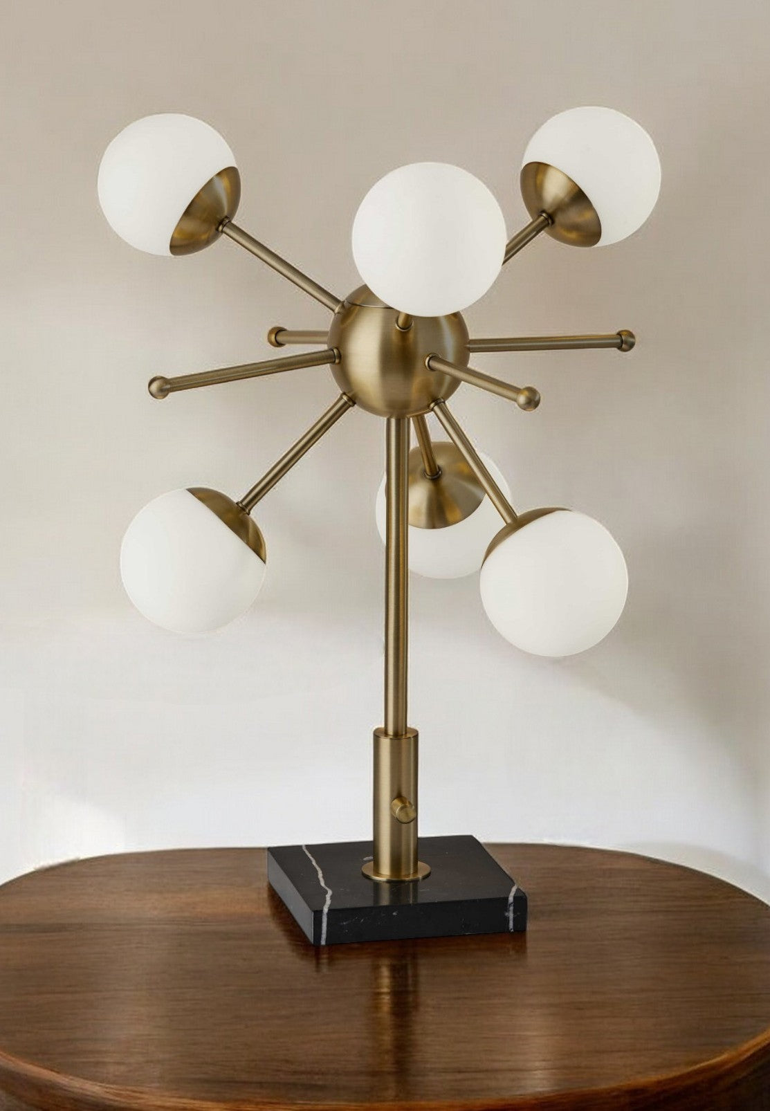 23" Black Metal Six Light Standard Table Lamp