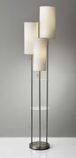 68" Silver Three Light Novelty Floor Lamp With White Linen Cylinder Shade