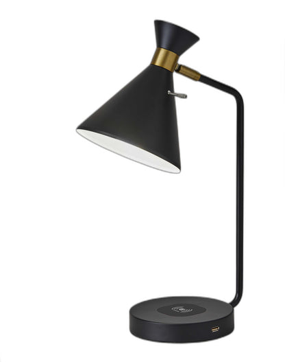 Asymmetrical Diabolo Black Metal Desk Lamp