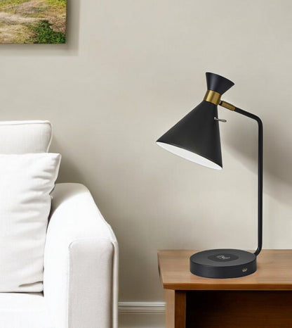 Asymmetrical Diabolo Black Metal Desk Lamp