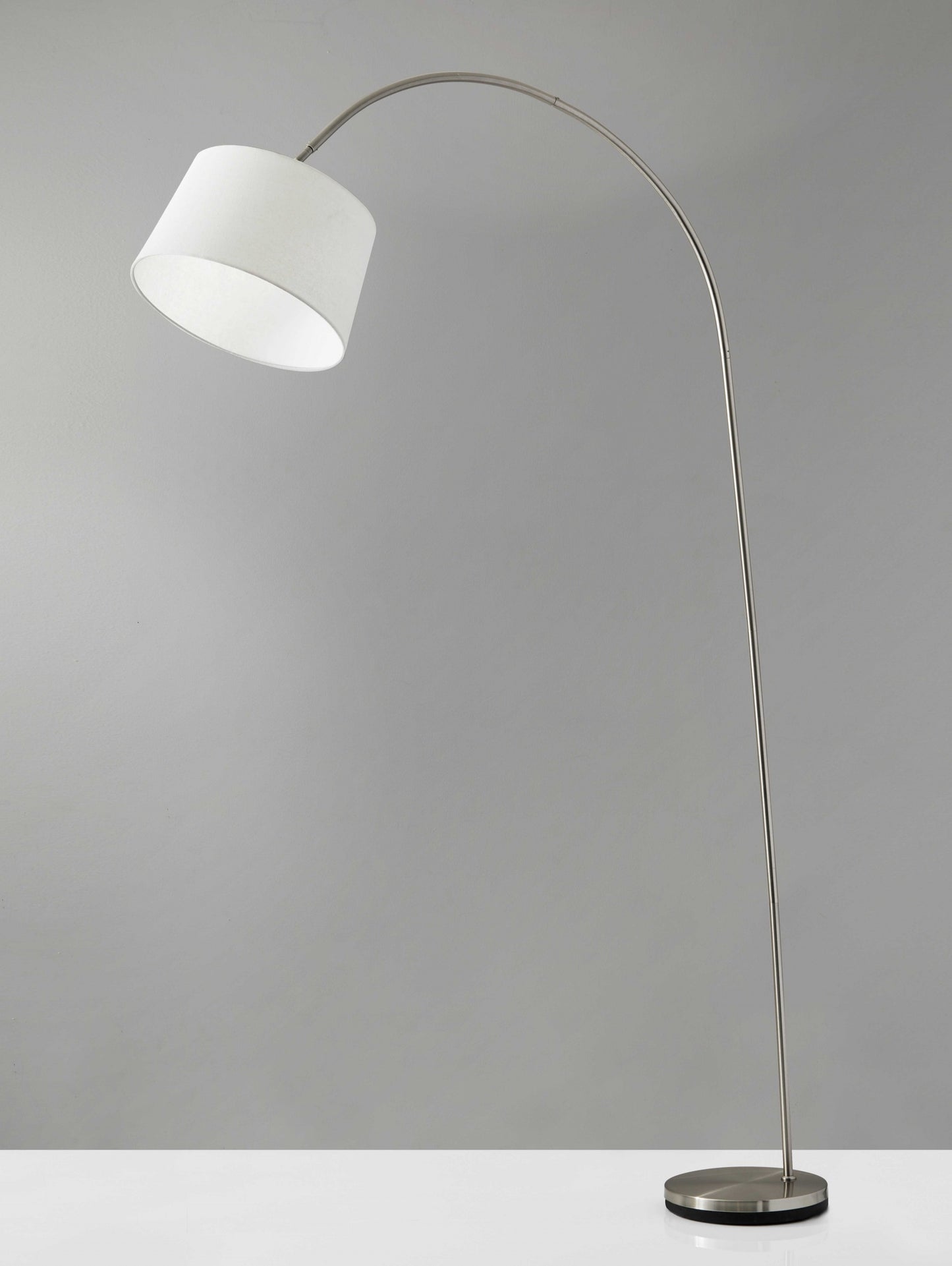 83" Steel Arc Floor Lamp With White Solid Color Empire Shade