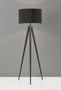 62" Black Tripod Floor Lamp With Black Drum Shade