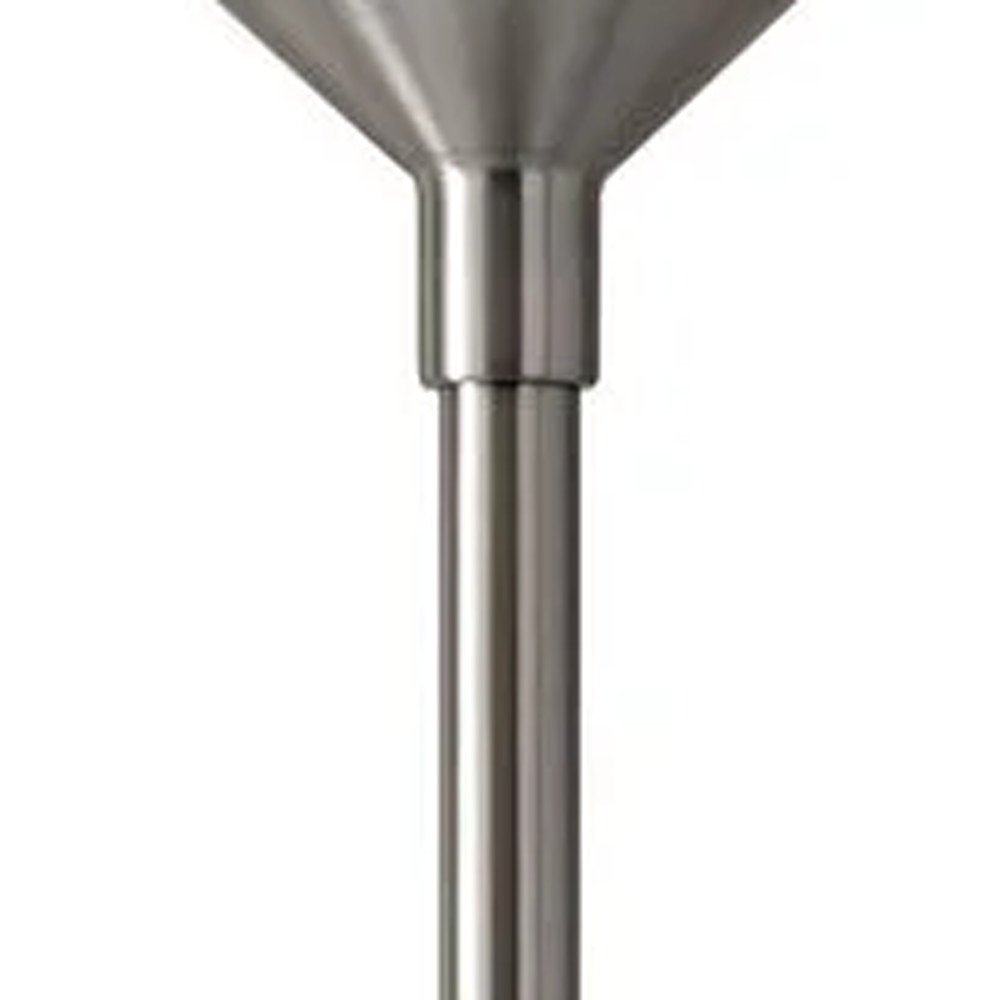 73" Silver Torchiere Floor Lamp With White Acrylic Cone Shade