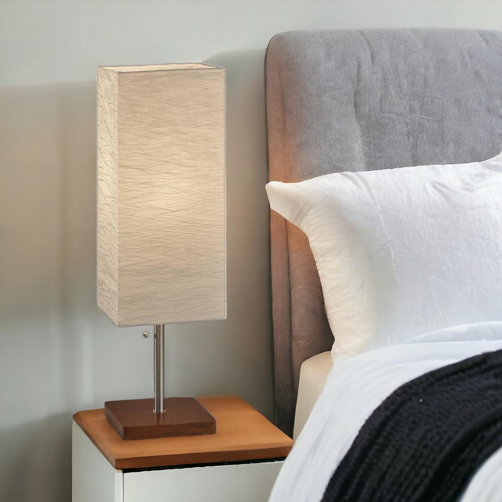 26" Brown Bedside Lamp With Square Shade