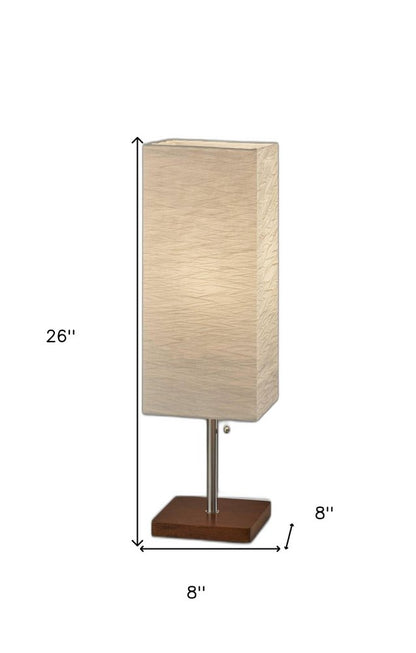 26" Brown Bedside Lamp With Square Shade