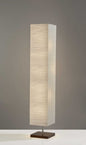 57" Brown And White Two Light Column Floor Lamp With White Paper Rectangular Shade